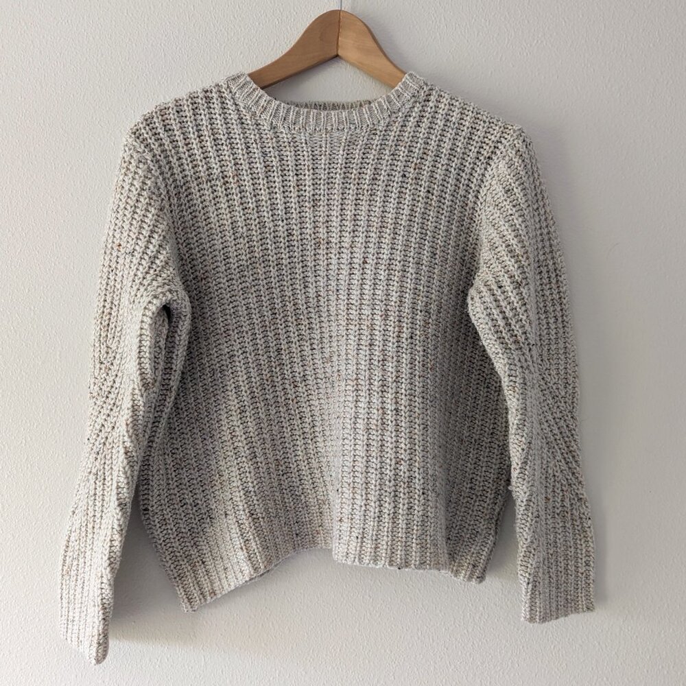 A New Day Chunky Knit Crew Neck Sweater in Cream & Gold Sparkle Size L